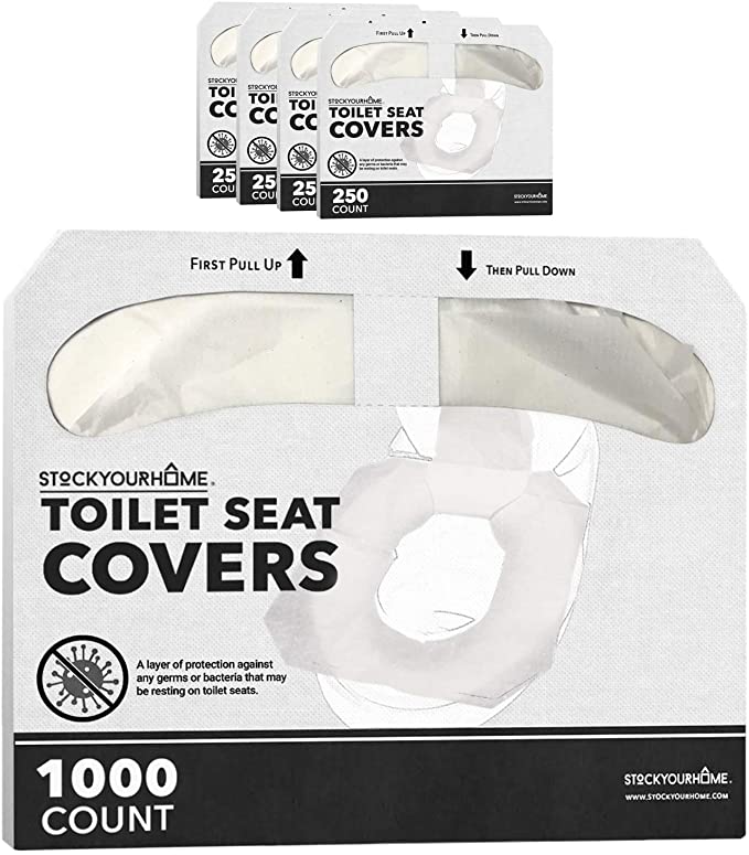 Stock Your Home Paper Toilet Seat Covers Disposable (1000 Count) Half Fold Paper Toilet Covers Disposable for Toilet Seat Cover Dispenser - Paper Toilet Liners Flushable Seat Covers 14 X 16