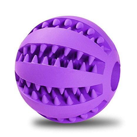 Toy Ball for Dogs [Dental Treat][Bite Resistant] Jakpak Durable Non-Toxic Strong Tooth Cleaning Dog Toy Balls for Pet Training/Playing/Chewing,Soft Rubber,Bouncy,Tennis Ball Size 2.8 Inch