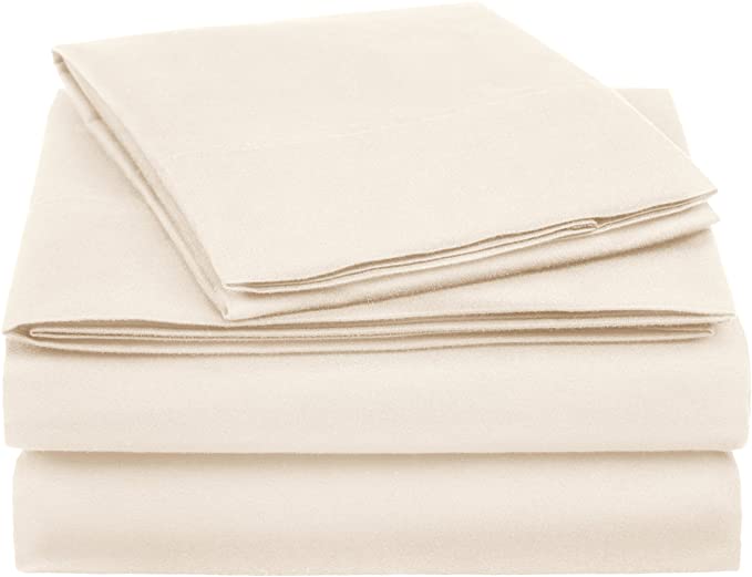 AmazonBasics Essential Cotton Blend Bed Sheet Set, Twin, Beige