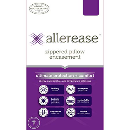 AllerEase Ultimate Protection and Comfort Temperature Balancing Pillow Protector – Zippered Pillow Protector, Allergist Recommended, Prevent Collection of Dust Mites and Other Allergens, King - 4 Pack