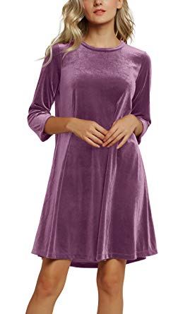 Urban CoCo Women's Velvet Party Dress 3/4 Sleeve Cocktail Dress