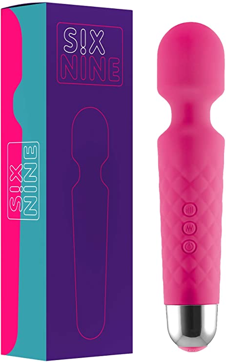 Wireless Wand Massager by Six Nine - 8 Powerful Speeds and 20 Vibration Patterns - Handheld Electric Personal Massager - Waterproof - Travel Bag Included (Pink)