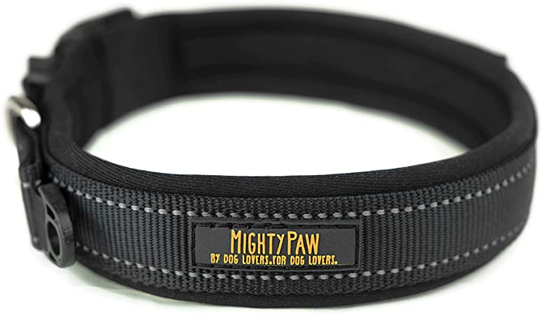 Mighty Paw Neoprene Padded Dog Collar, Reflective Running Dog Collar, Premium Quality Sports Collar, Extra Comfort for Active Dogs
