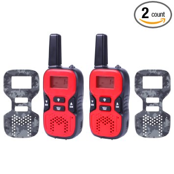 Kids Walkie Talkies Rechargeable, 2 FREE Changeable Camouflage Plates 22 Channel FRS/GMRS 2 Way Radio 2 Miles (up to 3.7 Miles) UHF Handheld Walkie Talkie for Kids
