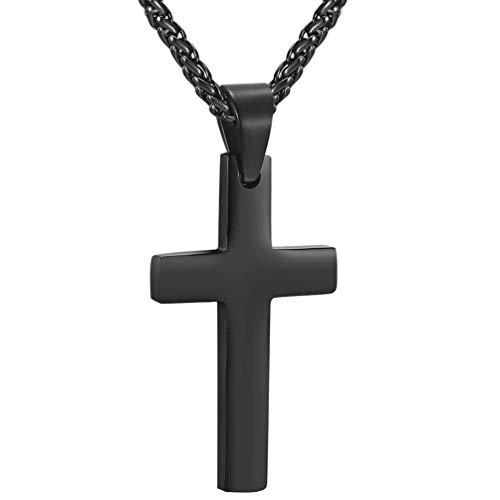 PROSTEEL Customize Available, Men/Women Cross Pendant Necklace with Chain-55 5CM, 18K Gold Plated/316L Stainless Steel (Send Gift Box)