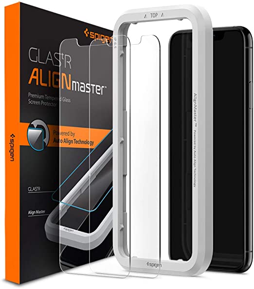 Spigen Tempered Glass Screen Protector [Glas.tR AlignMaster] designed for iPhone 11 Pro Max (2019) [2 Pack]