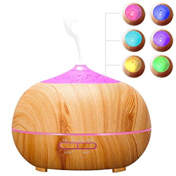 Arova 400ml Aromatherapy Essential Oil Diffuser - Portable Ultrasonic Diffuser Cool Mist Air Humidifier - Timer Setting, Color Changing LED Lights, Auto Shut-off for Yoga Spa Office Home