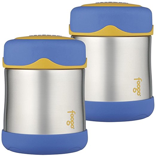 Thermos Foogo Leak-Proof Stainless Steel Food Jar, 10 Ounce - 2 Pack (Blue)