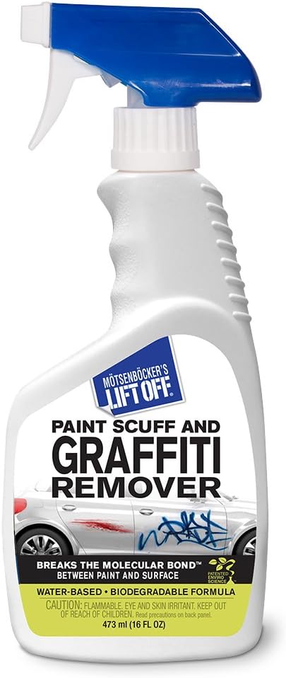Motsenbocker's Lift Off 45406 16-Ounce Paint Scuff and Graffiti Remover Spray Easily Removes Paint Scuffs, Spray Paint, Acrylic from Multiple Surface Types Vehicles, Brick, Boats, Concrete and More white
