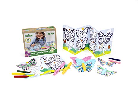 Green Toys Sesame Street Abby's Butterfly Maker Coloring Activity Set, Multicolor