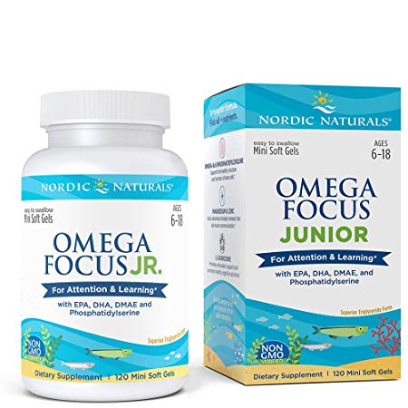 Nordic Naturals Omega Focus Junior - Children's Omega 3 Formula for Brain Health, Learning and Attention* Soft Gels - 120 Count