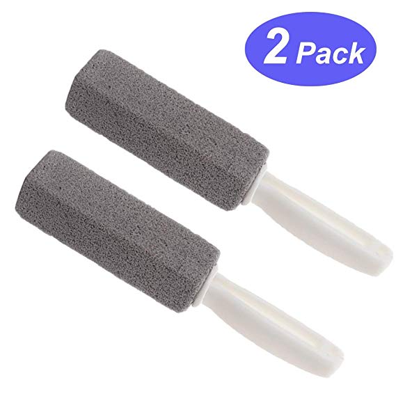 MARYTON Toilet Bowl Pumice Cleaning Stone with Handle - Stains and Hard Water Ring Remover Pack of 2 (Gray)