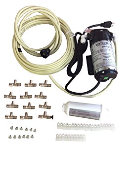 Mistcooling Patio Misting 12 Nozzle System 160 Psi Pump, 50 ft Length, Beige Color Tubing