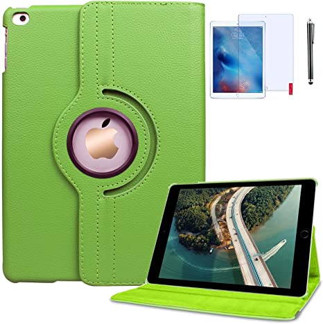 iPad Mini 4 Case, iPad Mini 5 Case with Bonus Screen Protector and Stylus - iPad Mini 4/5 Case - 360 Degree Rotating Stand Protective Hard-Cover Folding Case with Auto Wake/Sleep Feature (Green)
