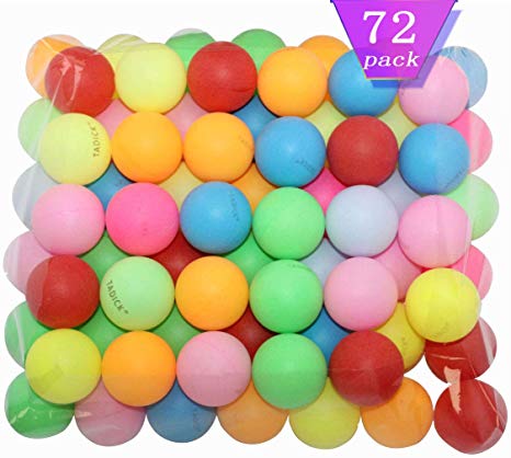 TADICK 72 Pack Ping Pong Balls Multiple Color Plastic Table Tennis Ball