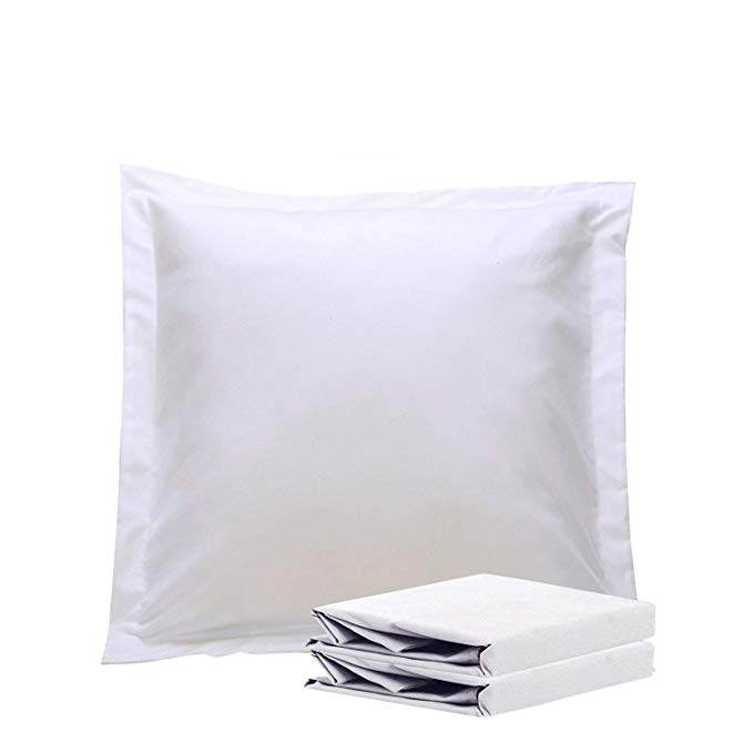 NTBAY 100% Brushed Microfiber European Square Throw Pillow Cushion Cover Set of 2, Soft and Cozy, Wrinkle, Fade, Stain Resistant (Euro 26"x26", White)