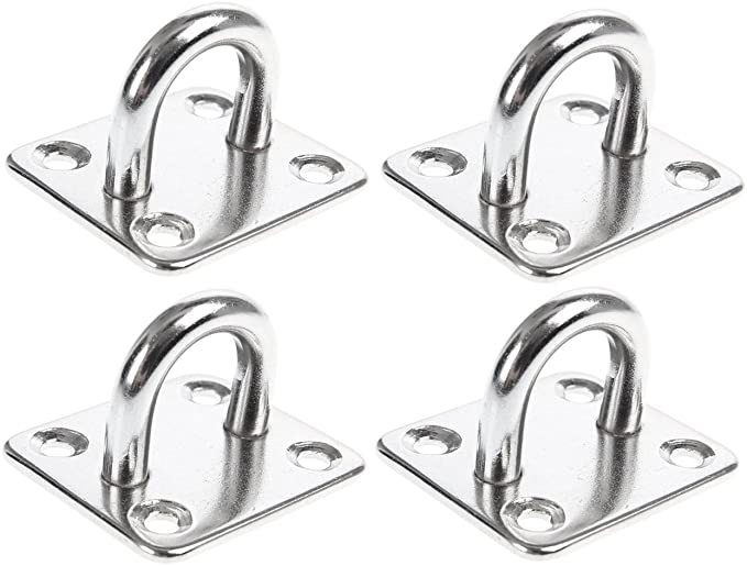 Homgaty 4Pcs M6 304 Stainless Steel Oblong Pad Eye Plate,Marine Hardware Staple Hook Loop