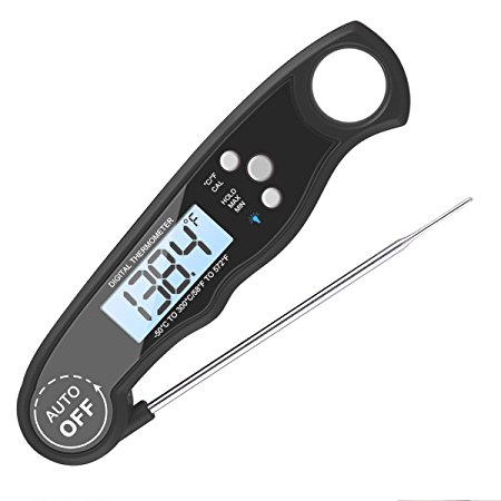 KeeKit Digital Food Thermometer, Waterproof Cooking Thermometer, Instant Read Electronic Meat Thermometer with Probe, Auto On/Off, for Kitchen Cooking, BBQ, Poultry, Grill Food [Battery Included]