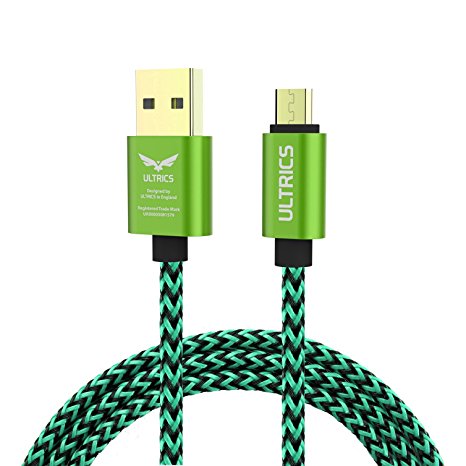 ULTRICS® Micro USB Cable, Fastest Durable Charging Data Lead with Metal Shell, Nylon Braided & 10000  Bend Lifespan for Samsung Galaxy, Nokia, Nexus, Sony, One Plus, Android Smartphones, Tablets - 1M