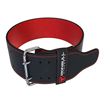 Iron Bull Strength Weight Lifting Belt/PowerLifting Belt - 10mm Double Prong - 4-inch Wide - Advanced Back Support for Weightlifting and Heavy Power Lifting