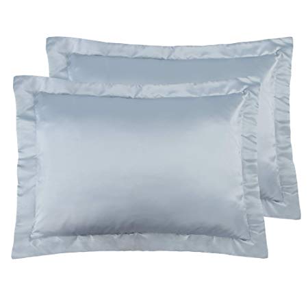 NTBAY Standard Shams Set of 2, Pillowcases, Silky Satin, for Hair, Super Soft and Luxury, Grey