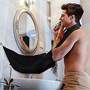 Beard Bib Apron For Man Shaving & Hair Clippings Catcher Grooming Cape Apron Keep Sink Clean - Black
