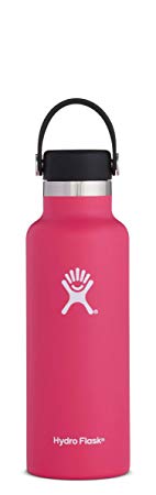 Hydro Flask 18 oz Water Bottle | Stainless Steel & Vacuum Insulated | Standard Mouth with Leak Proof Flex Cap | Watermelon