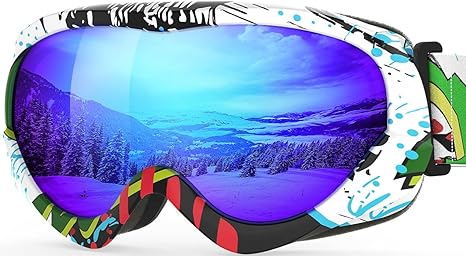 OutdoorMaster Kids Ski Goggles - Helmet Compatible Snow Goggles for Boys & Girls with 100% UV Protection