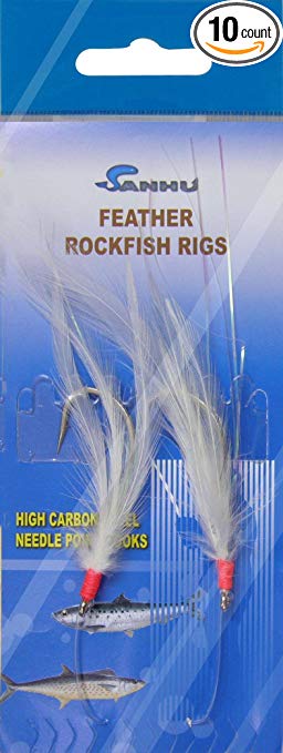 Rock Cod Feather Rigs 3/0 White - 10 Packs