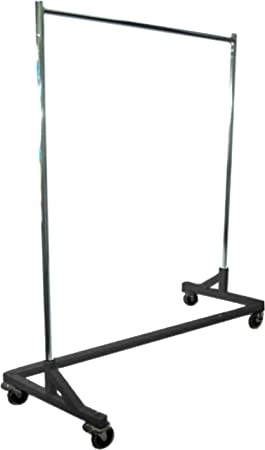 Only Hangers GR600 Heavy Duty 400lb Capacity Z Rack, 63" Length with Adjustable Height Chrome Uprights and Black Base with Commercial Grade Casters, One Rack