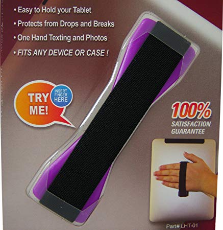 Tablet Grip Love Handle - Holds Device with just a Finger - Ultra Slim LoveHandle Finger Grip for Tablet and Large Phone - Grip it Securely for Texting, Photos and Selfies (Purple)