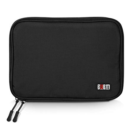 BUBM Electronics Accessories Bag Cable Organizer USB Drive Shuttle Hard Drive Case with Cable Tie Medium Size (Black)