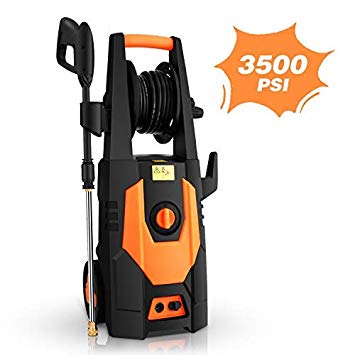 mrliance 3500PSI Electric Pressure Washer 2.0GPM Power Washer 1800W High Pressure Washer Cleaner Machine with Spray Gun, Hose Reel, Brush, and 4 Adjustable Nozzle (Orange)