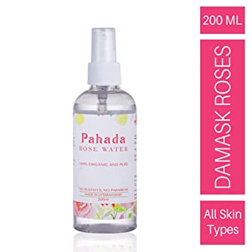 Pahada Organic Rose Water (Gulab Jal) 200 ml | Steam Distilled | Made with Damask Roses