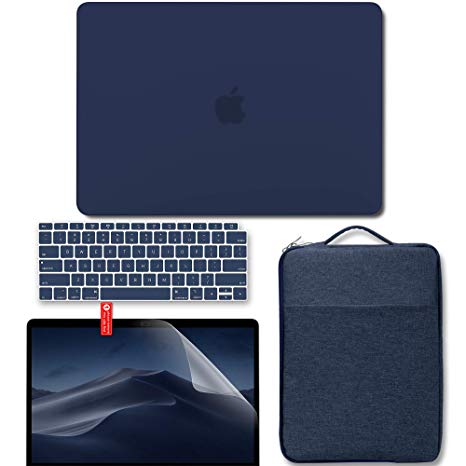 MacBook Air 13 Inch Case Older Version Compatible A1369 / A1466 2010-2017 Release NO Touch ID, GMYLE Hard Matte Shell, Protective Carrying Sleeve, Keyboard Cover and Screen Protector - Navy Blue