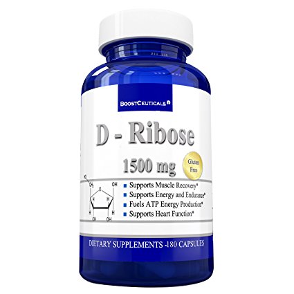 D Ribose Capsules 1500 mg ATP Supplement ( Adenosine Triphosphate ) - Avoid Muscle Stiffness with Bioenergy D-Ribose by BoostCeuticals (180)
