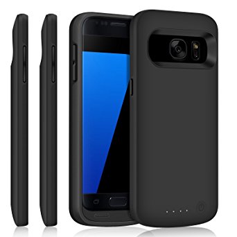 Galaxy S7 Battery Case 4500mAh, Gixvdcu Rechargeable Portable Charger Cover Slim External Protective Power Bank for Samsung S7- Black