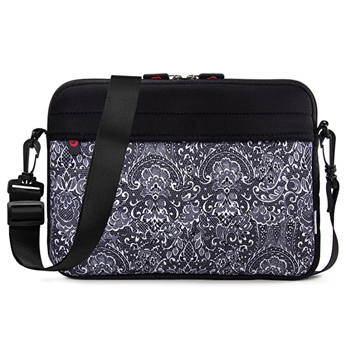 Kroo 12-13.3 Inch Inch Laptop Sleeve Tablet Bag, Water Resistant Neoprene Notebook Computer Carrying Cover for Apple MacBook, Microsoft Surface, Chromebook (Black - Paisley Print)