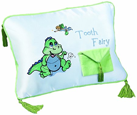 Lillian Rose Tooth Fairy Embroidered Pillow, Dinosaur, 12" x 9"