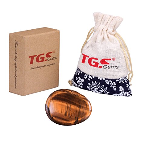 TGS Gems® Tiger Eye Carved Thumb Irish Worry Stone Healing Crystals Free Pouch Sold By 1pc