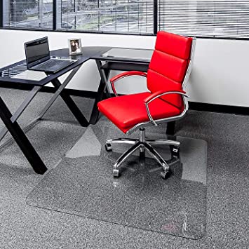 Clearly Innovative Glass Chair Mat with Beveled Edge, 48" x 60", 1/4" Thick Clear Tempered Glass with Easy Roll Beveled Edges | Protect Your Home or Office Floor