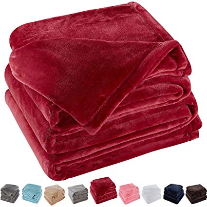 SONORO KATE Fleece Blanket Lightweight Super Soft Cozy Luxury Bed Blanket Microfiber (Burgundy, Throw)