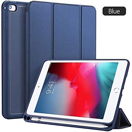 Osom Series Case for iPad Mini 2019 / Mini 4 Generation Case, Heavy Duty Business Foldable Stand with Built-in Screen Protector Full-Body Shockproof Protective Case（Blue）