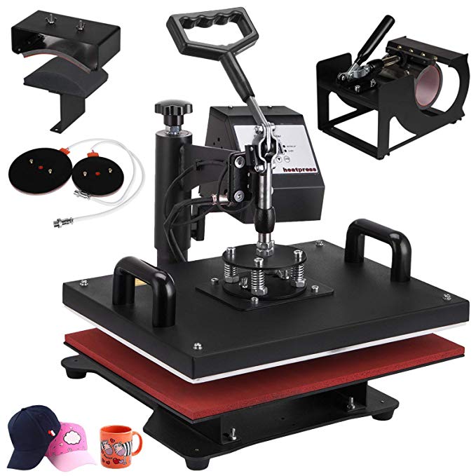 VEVOR 12 X 15 Inch 5 in 1 Heat Press Digital LCD Controller T Shirts Press Machine Swing Away Design Heat Press Machine Transfer Sublimation Hat Mug Cap Plate Mouse Pad(12x15INCH 5IN1 Red)