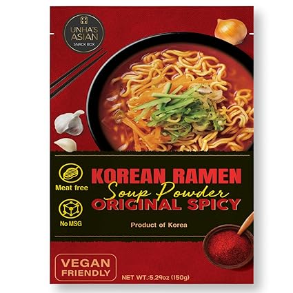 Korean Spicy Ramen Soup Base Powder, Original Spicy Flavor, Premium Instant Noodle Stock Seasoning, No Meat, Vegan Friendly, Ramyun, Product of Korea (150g/5.29oz)