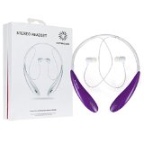 KINGCOO Wireless Stereo Bluetooth Headset Universal Vibration Bluetooth Neckband Style Earphone Bluetooth Headphones Running Sport Headphones Earbuds Earphone with AptXMic Hands-free Calling for Cellphones iPhone 6 Samsung Galaxy S6 LG - Retail Package - Purple