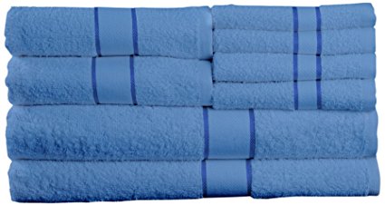 Lavish Home 8 Piece 100% Cotton Bath Towel Set - Blue