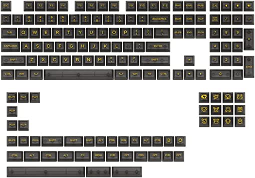 Akko Clear Keycap Set, Translucent 155-Key ASA Profile with Mac Keycaps and Cute Keycaps, Black Keycaps Set for Mechanical Gaming Keyboard