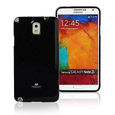 Galaxy NOTE 3 Case, [Ultra Slim Fit] Goospery® Color Pearl Jelly Case *Slight Pearl Glitter* [Anti-Yellowing   Anti-Discoloring Finish] Premium TPU Cover [Shock Absorption] - Black