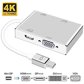 Mini DisplayPort to HDMI/DVI/DP 4K VGA Adapter, ProCIV Mini DP (Thunderbolt) 4-in-1 Adapter Converter for MacBook Air/MacBook/MacBook Pro/Microsoft Surface Pro/Pro 2/3